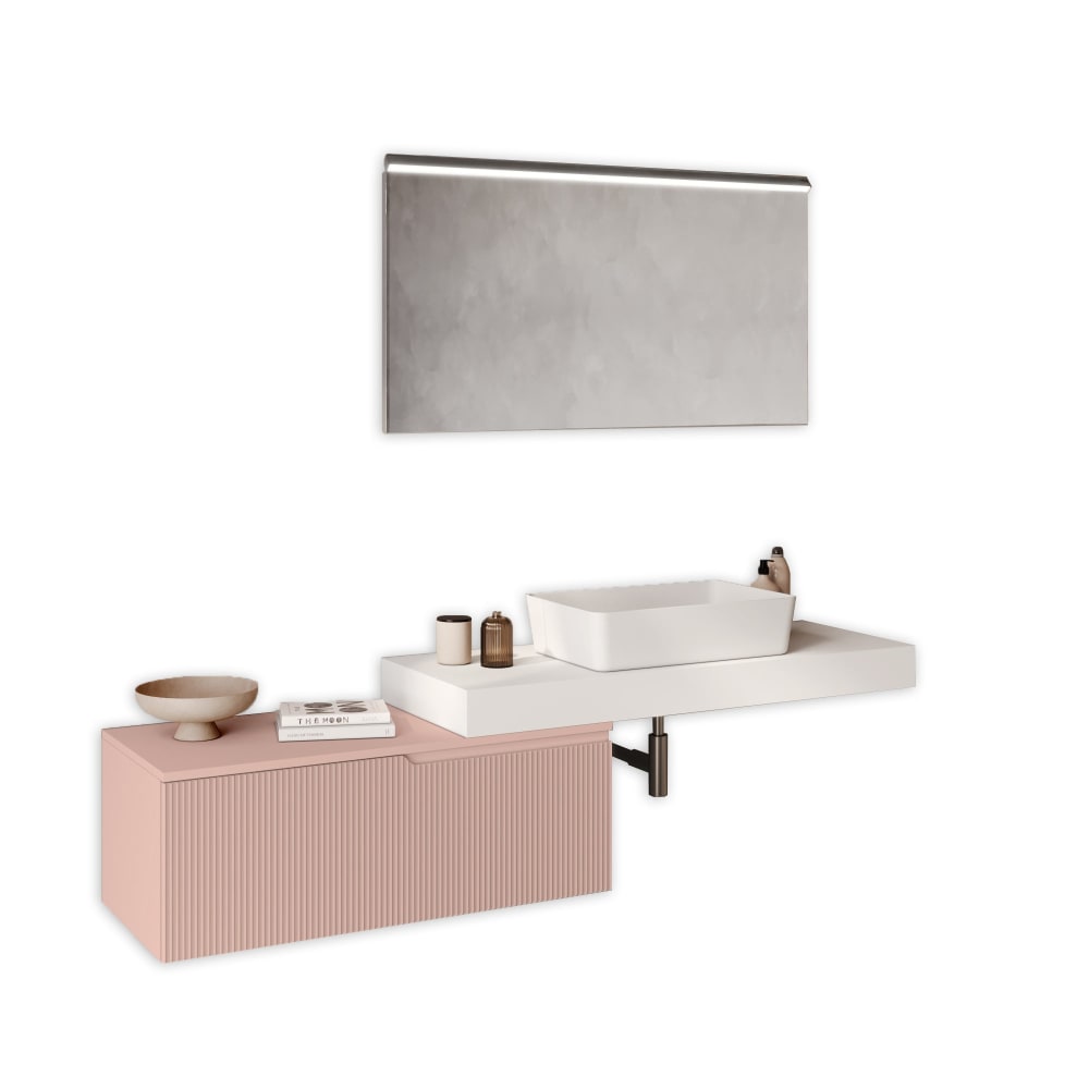 mueble de bano 4 piezas en mdf blancorosa empolvado