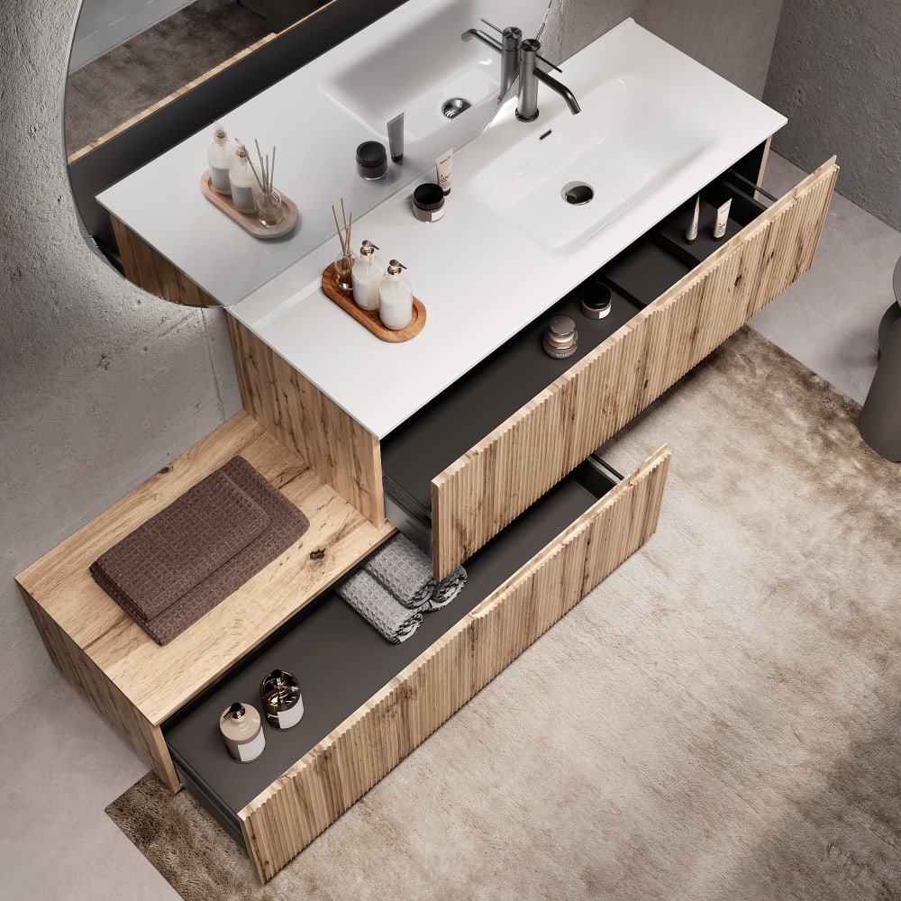 Baignoire composition droite 4 pièces en MDF chêne