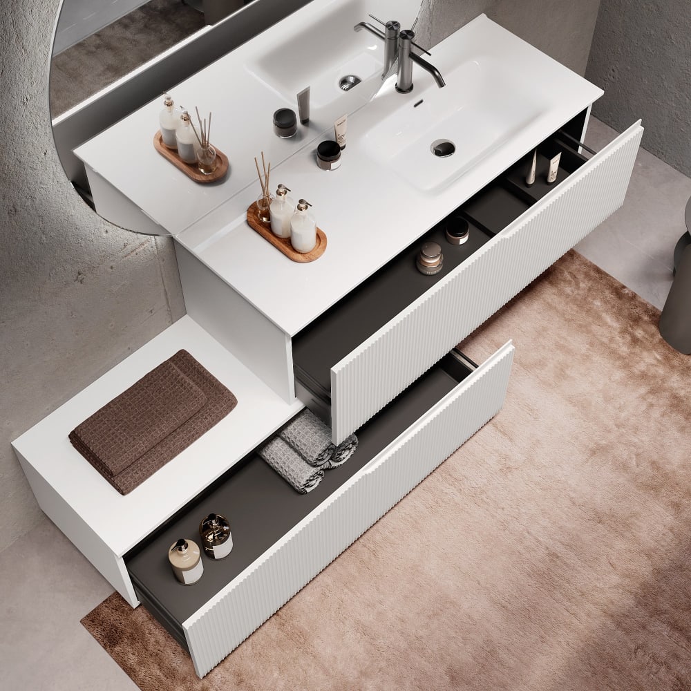 Composition de baignoire droite 4 pièces en MDF blanc mat