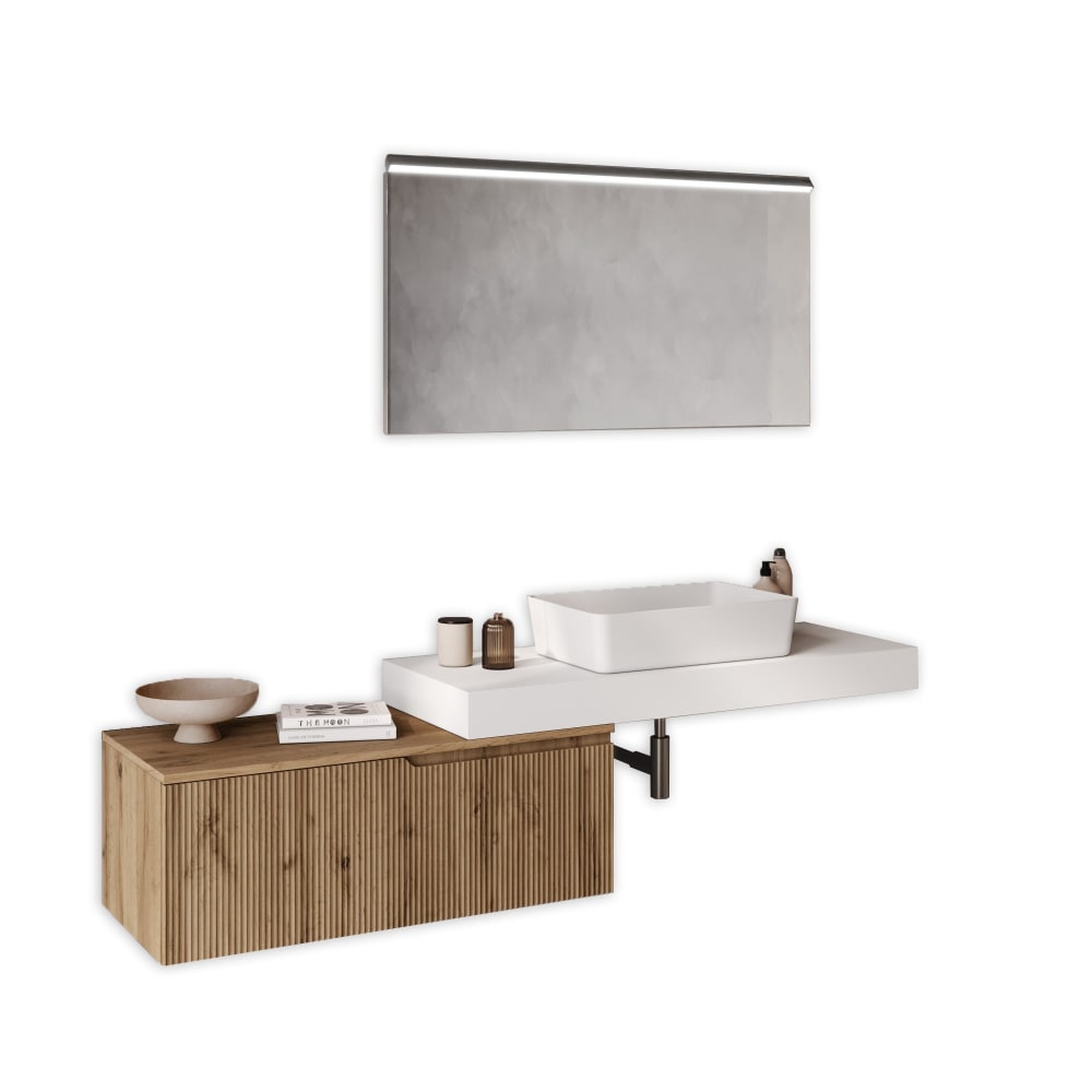 mueble de bano 4 piezas en mdf blancoroble