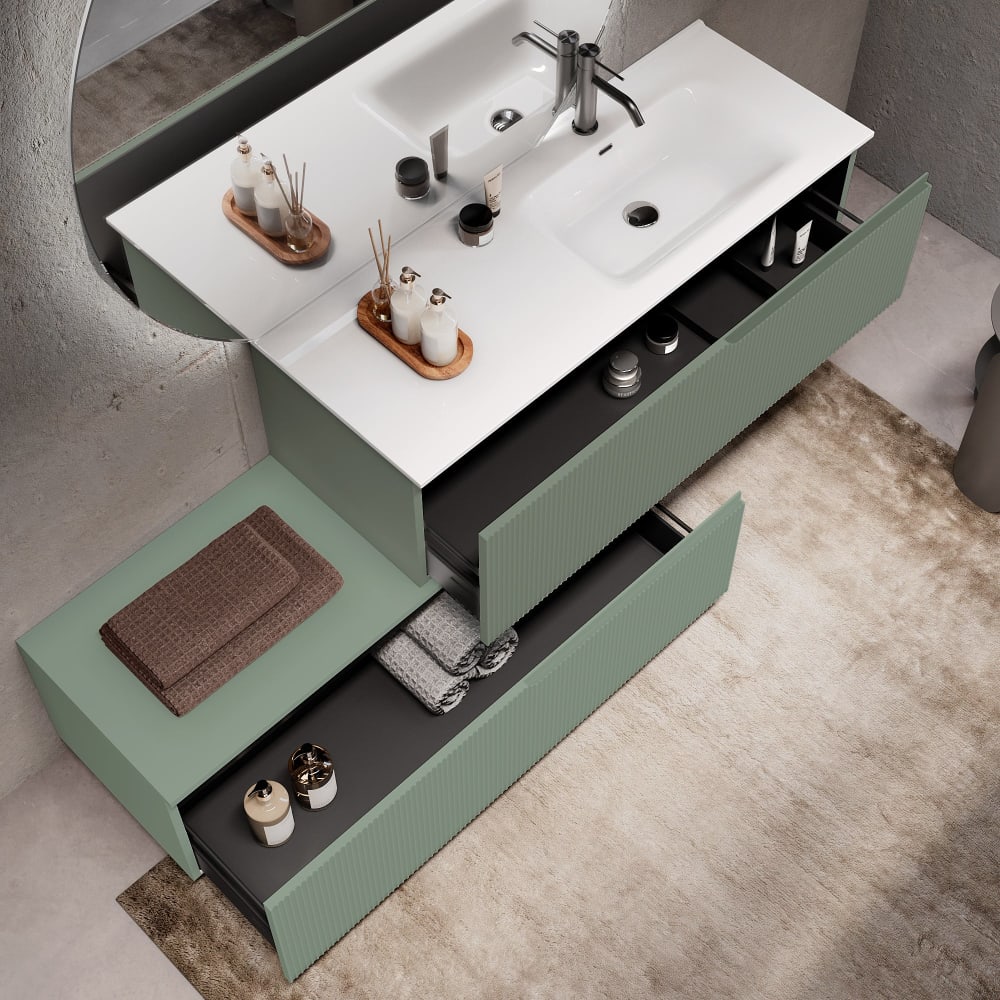 Composition baignoire droite 4 pièces en MDF vert sauge