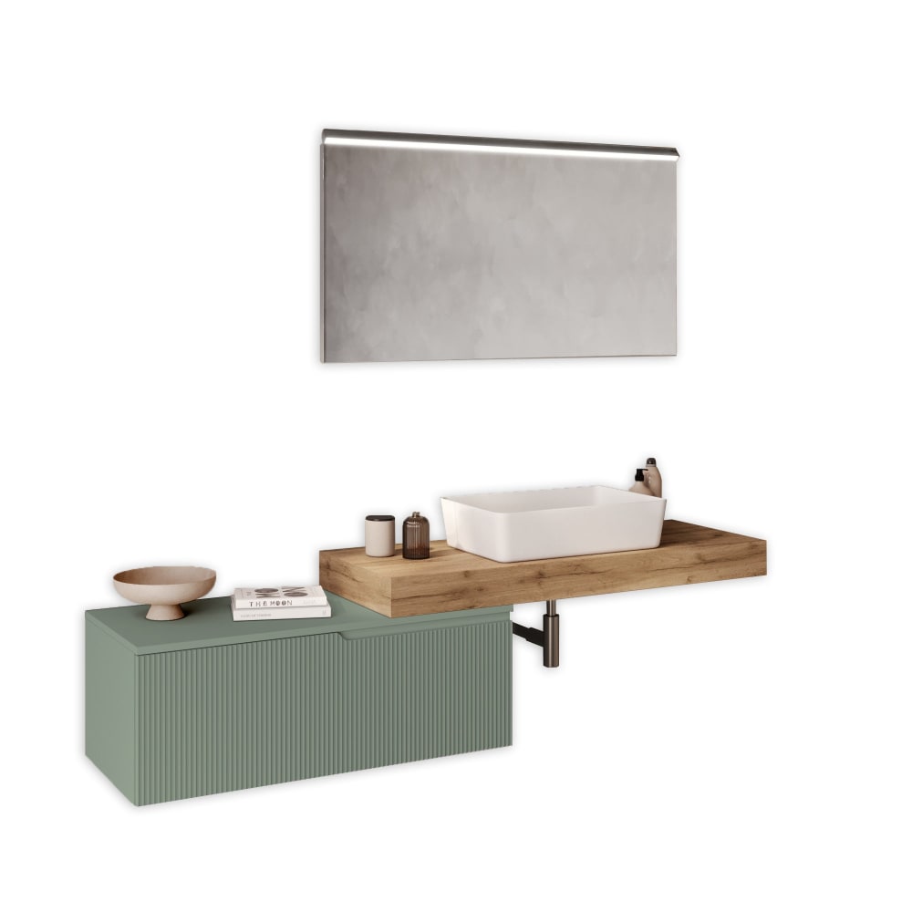 mueble de bano 4 piezas en mdf robleverde salvia