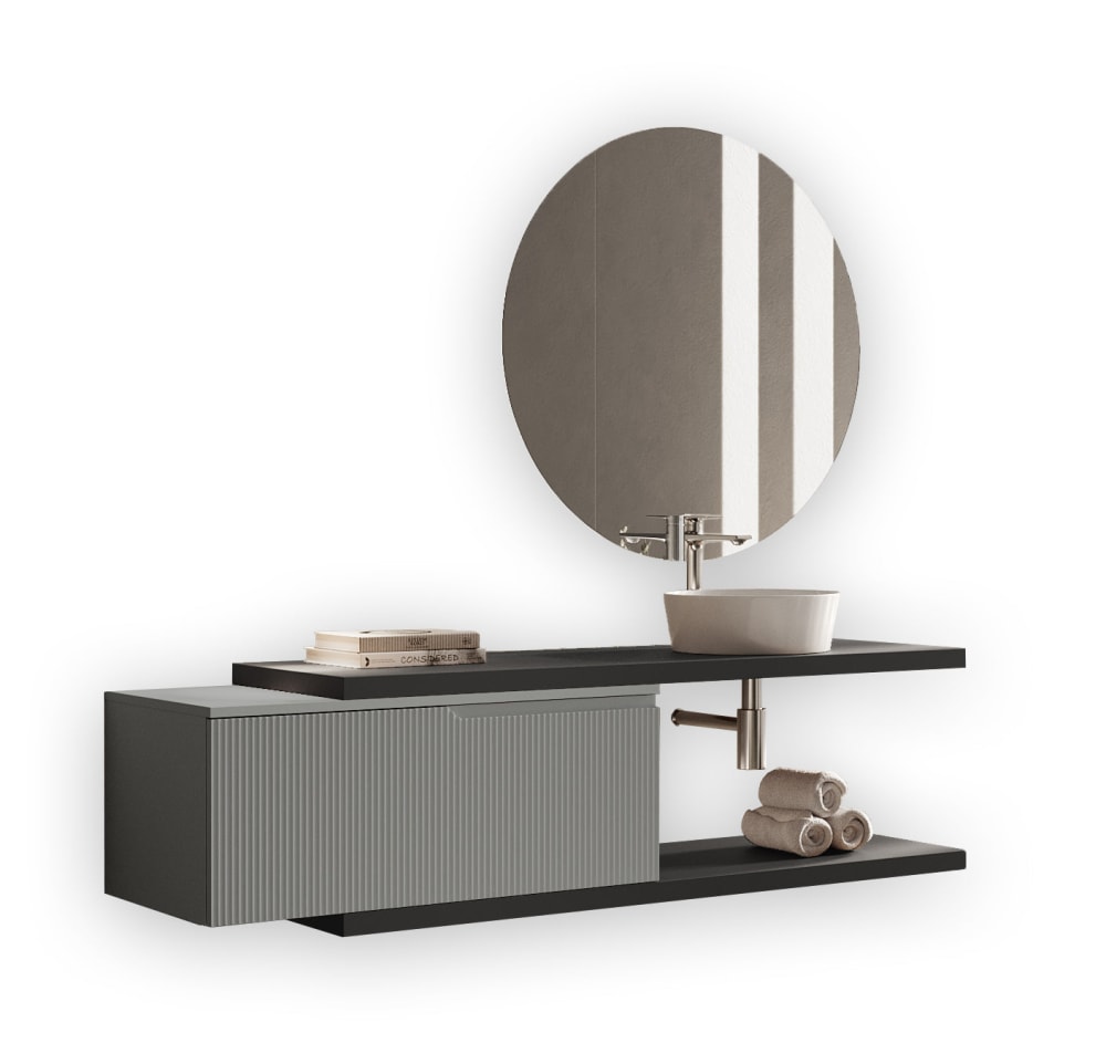 mueble de bano 5 piezas en mdf antracitagris mate