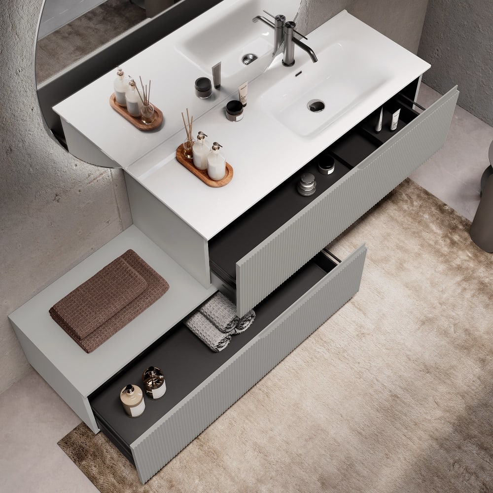 Composition de baignoire droite 4 pièces en MDF gris mat