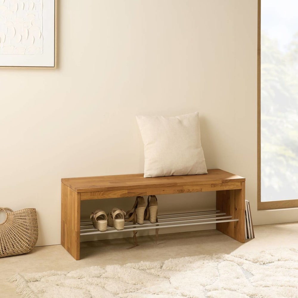 Banc à chaussures 2 places en chêne massif