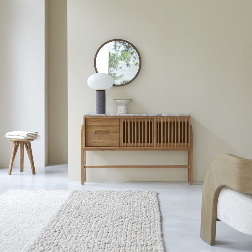 Tikamoon Konsole aus massivem Teakholz und Premium-Terrazzo style classic chic Beige
