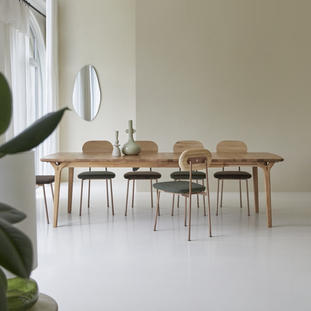 Tikamoon Ausziehtisch aus massiver Eiche 6–12 Pers. style modern Beige Holz