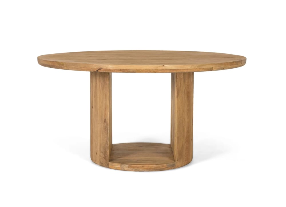 mesa fabricada en madera de mango con tapa redonda 150 cm diametro