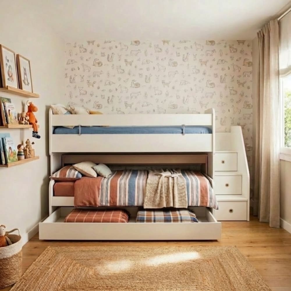 Bett Midi mit Schreibtisch und Schublade weiß 90X200/90X190cm -