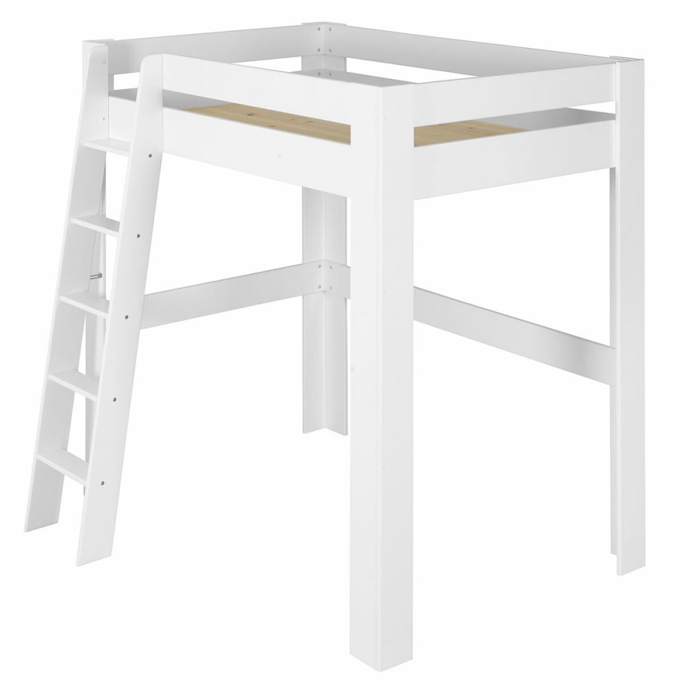 Lit mezzanine 2 places bois massif blanc 120x190 cm