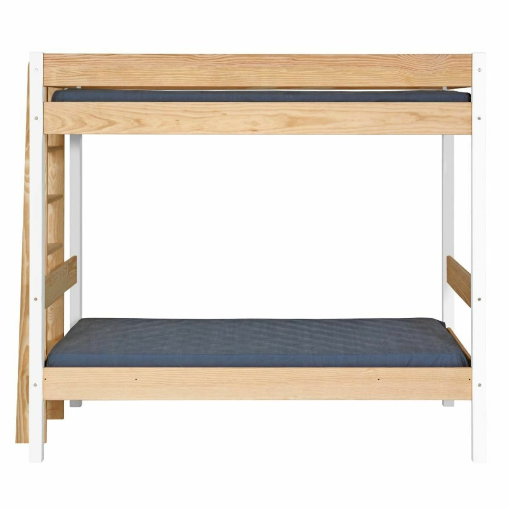 Pack lit superposé avec matelas blanc et bois 90x190 cm - Maisons du Monde