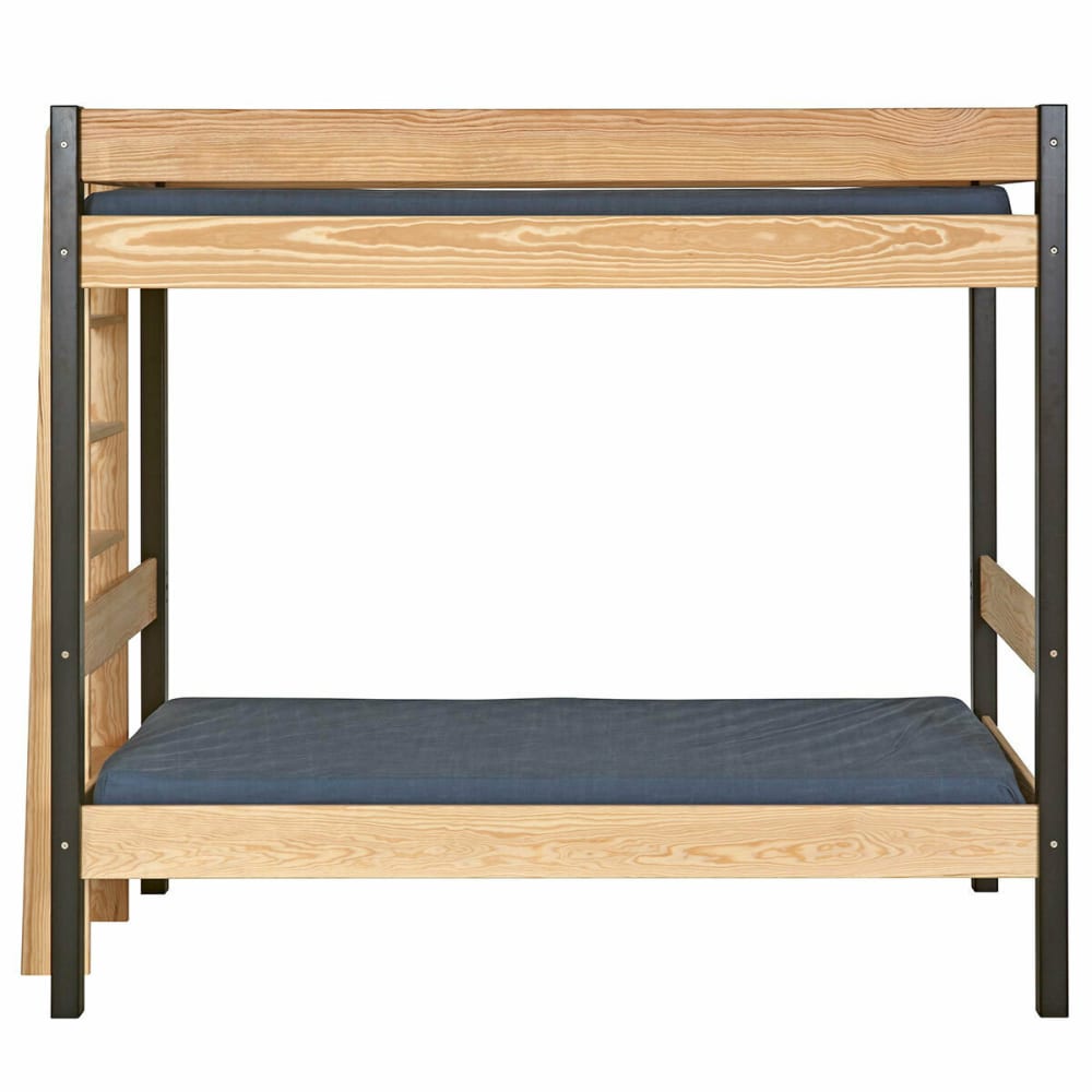 Pack lit superposé avec matelas noir et bois 90x190 cm - Maisons du Monde