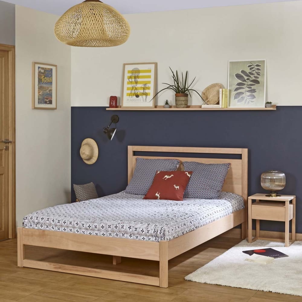 Lit 2 places bois massif 120x190 cm - Maisons du Monde
