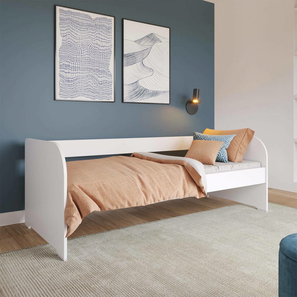 Lit banquette bois massif blanc 80x200 cm - Maisons du Monde