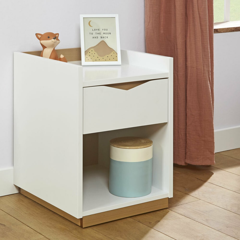 Chevet enfant avec tiroir effet bois blanc - Maisons du Monde