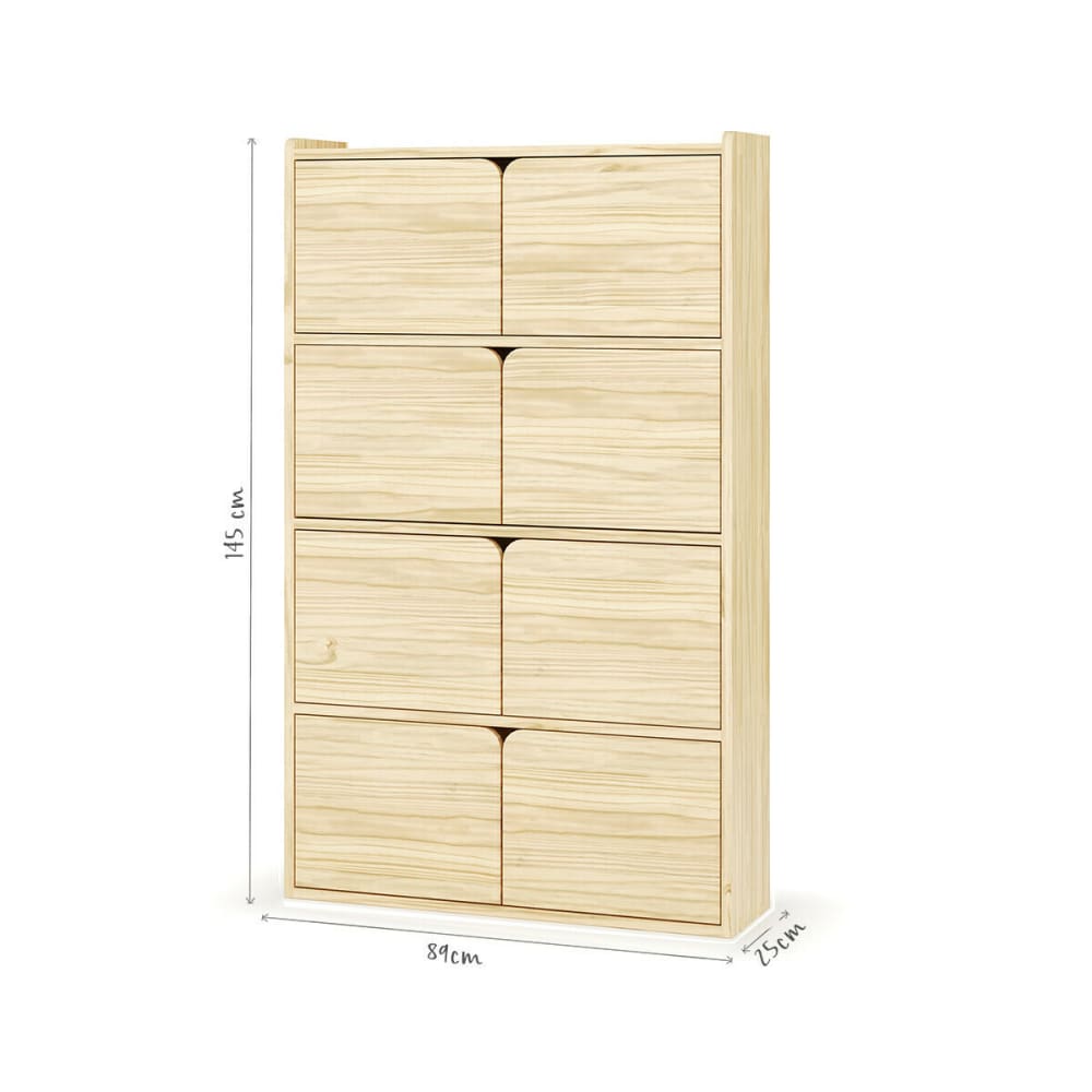 Bibliothèque étagère 8 portes bois massif