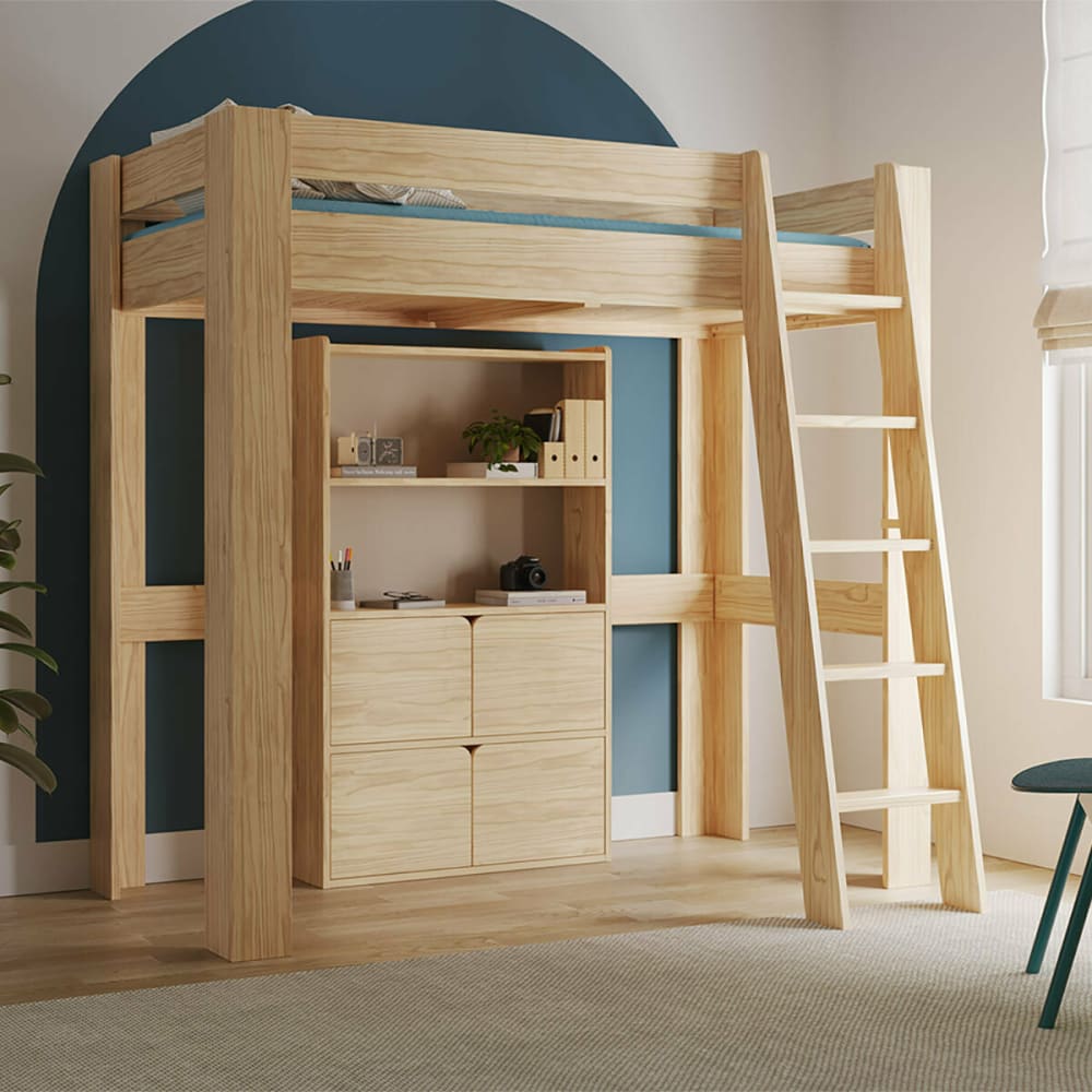 Bibliothèque étagère 4 portes bois massif