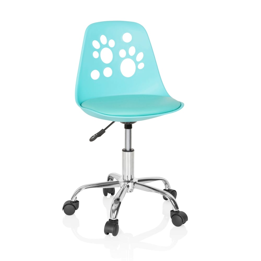hjh OFFICE Kinderdrehstuhl aus Kunstleder, Türkis BLAU STOFF Kinder