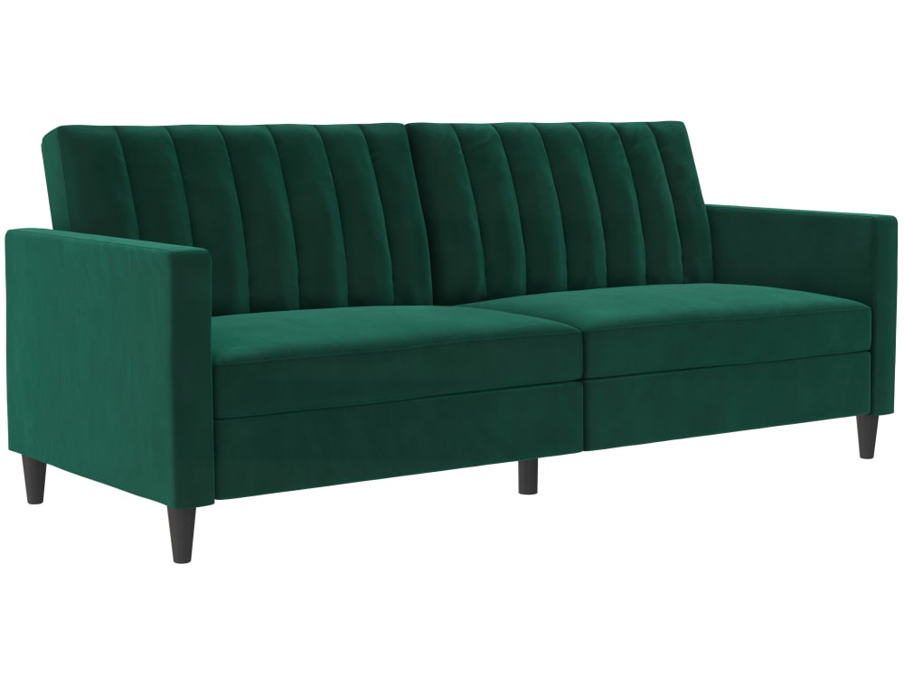 Canapé-lit 3 places en velours vert foncé