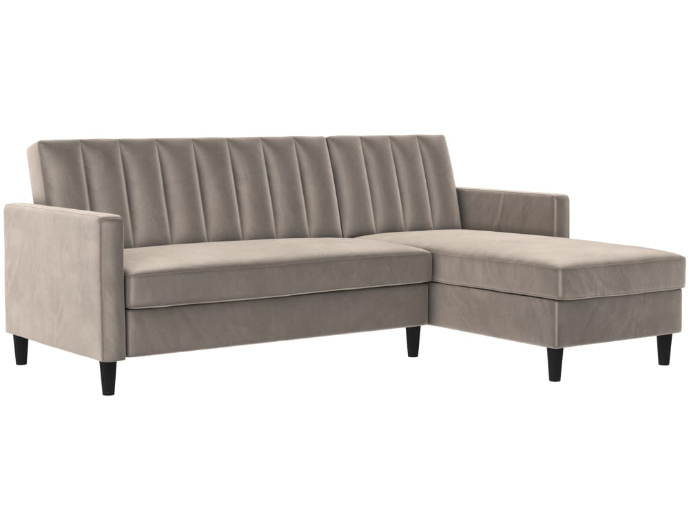 Canapé-lit 3 places avec rangement en velours taupe