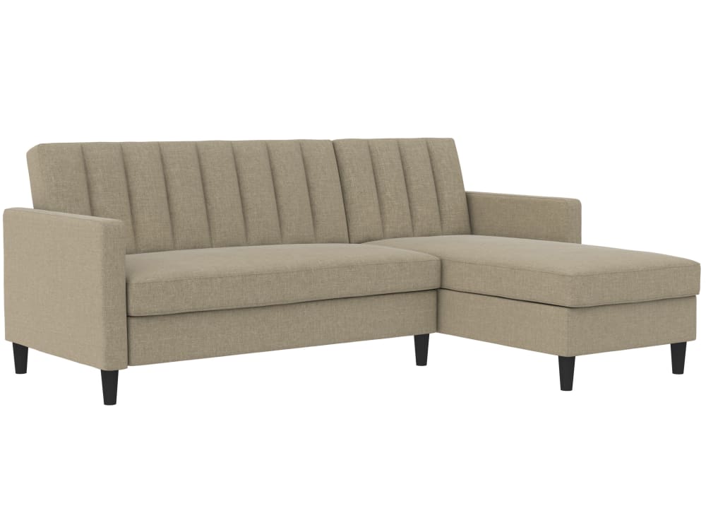 Schlafsofa 3-Sitzer Mit Chaiselongue In Leinenoptik, Cappuccino