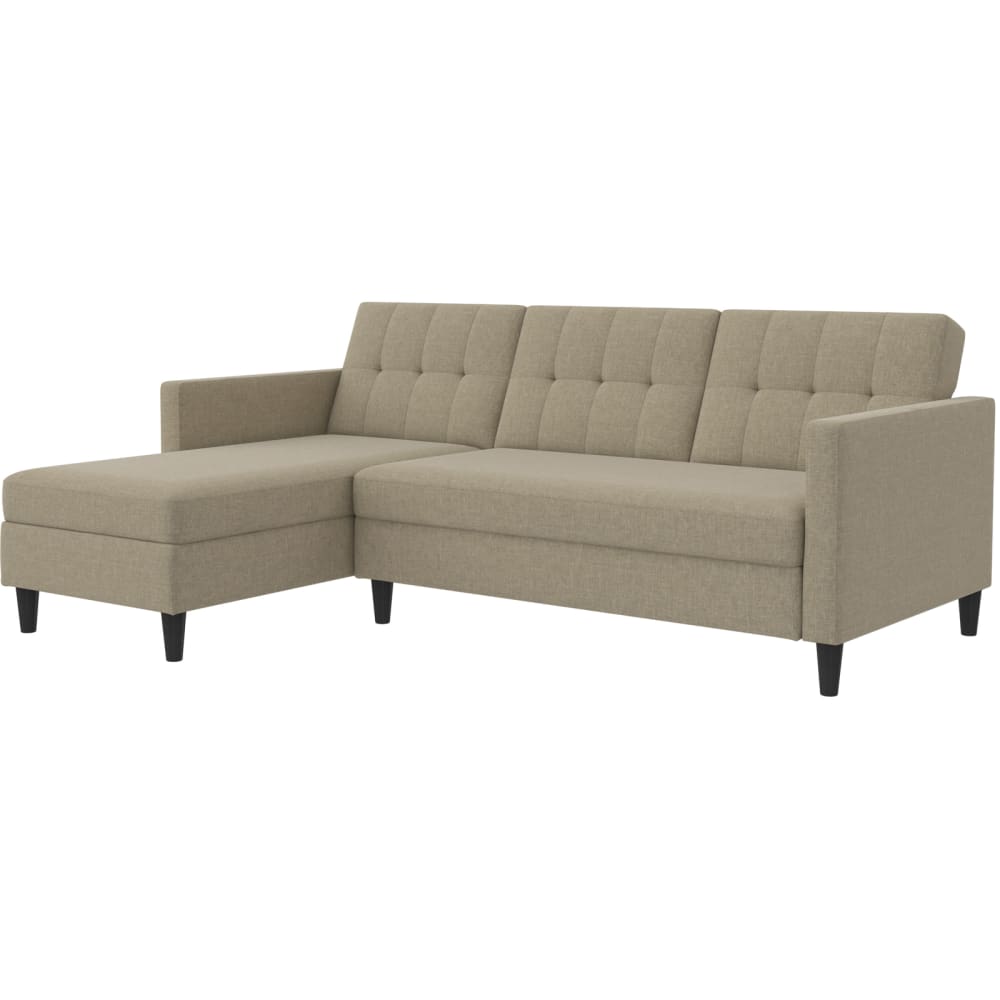 Schlafsofa 3-Sitzer Mit Stauraum In Leinenoptik, Cappuccino