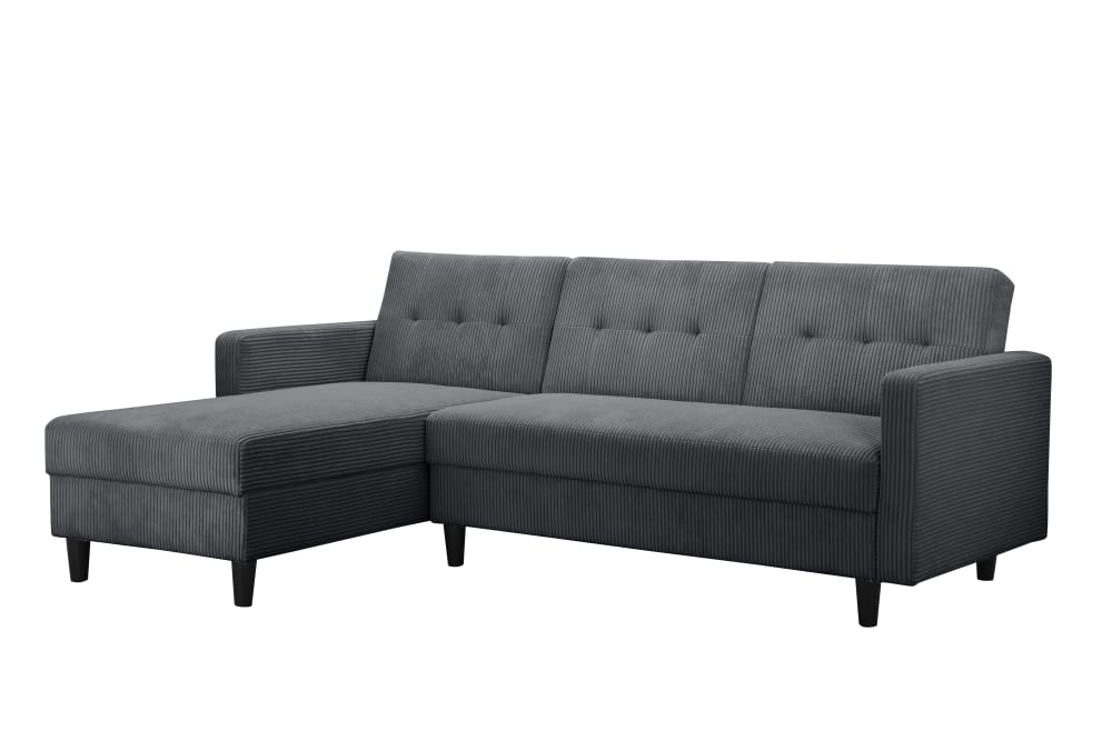 Schlafsofa 3-Sitzer Mit Stauraum Aus Stoff, Anthrazit