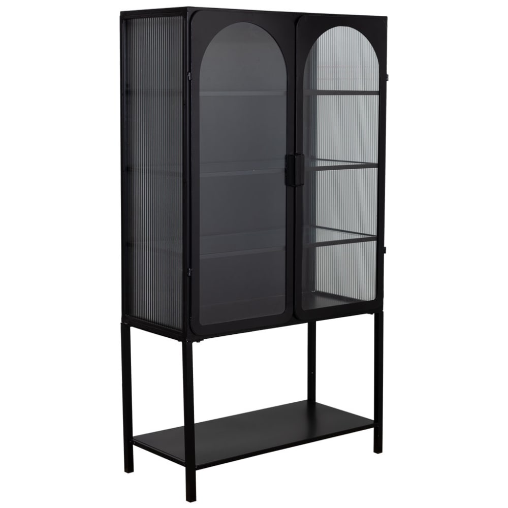 Wanderlust deco Lackierter Metallschrank mit 2 Türen, 88x44x160, schwarz - Metall