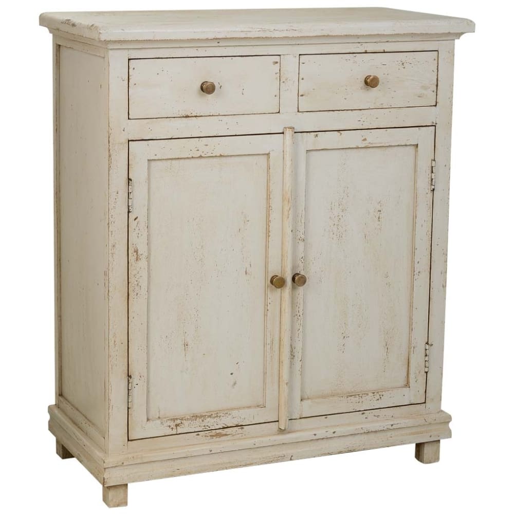 Wanderlust deco Sideboard aus Holz, handwerklich, 85x40x100, weiß - Holz