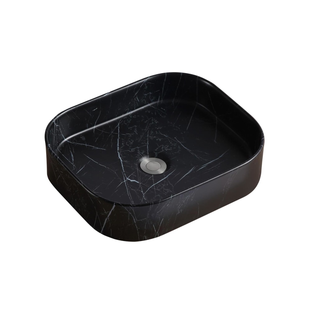Vasque rectangulaire à poser en céramique imitation marbre noir
