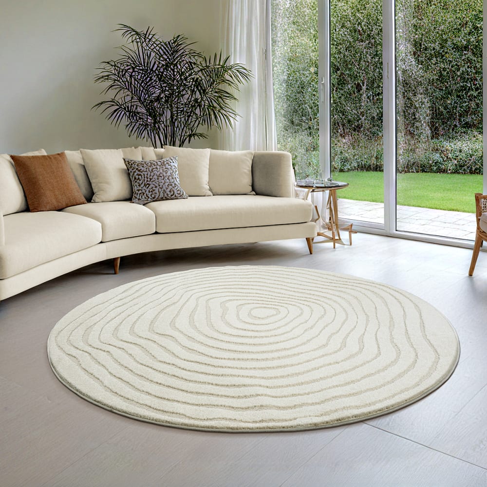 Tapis moderne relief, crème, rond, 120 cm — vue 3