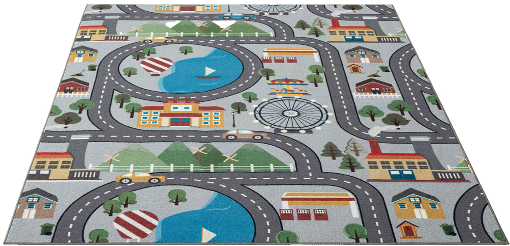 The carpet Kinderzimmer Teppich, Waschbar, Anti-Rutsch, Grau, 80 x 150 cm style modern GRAU PES - POLYESTER Kinder