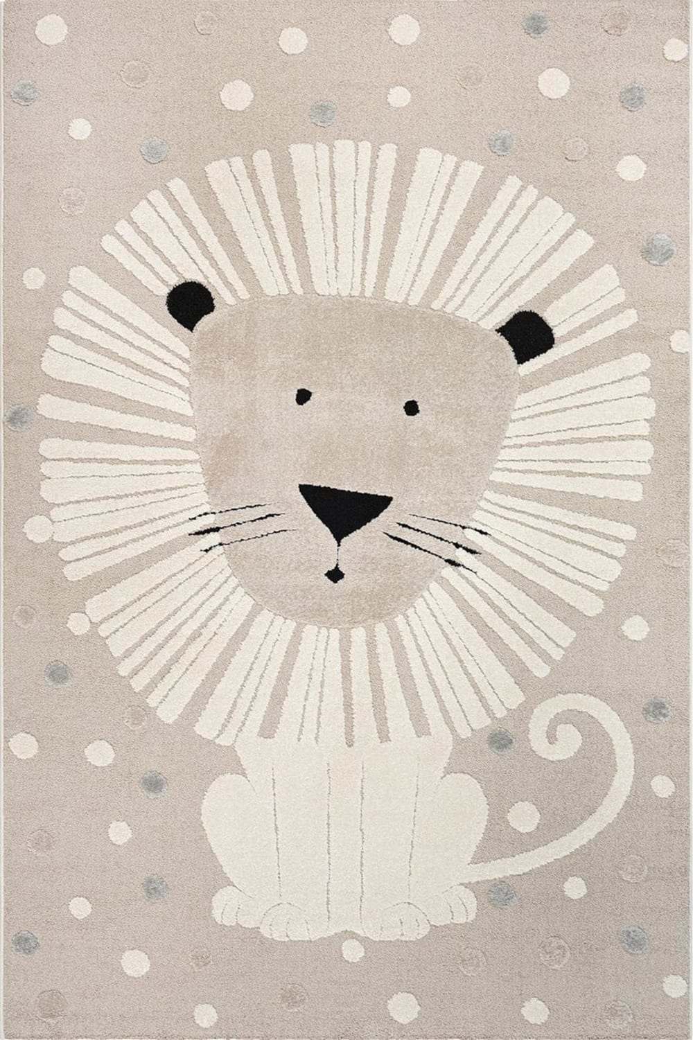 Tapis enfant lion, beige, 80 x 150 cm