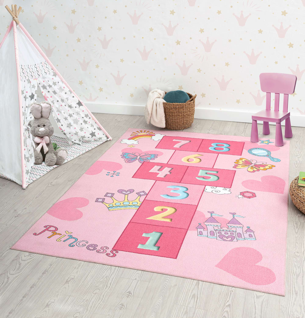 The carpet Kinderzimmer Teppich, Waschbar, Anti-Rutsch, Rosa, 120 x 160 cm ROSA PES - POLYESTER Kinder