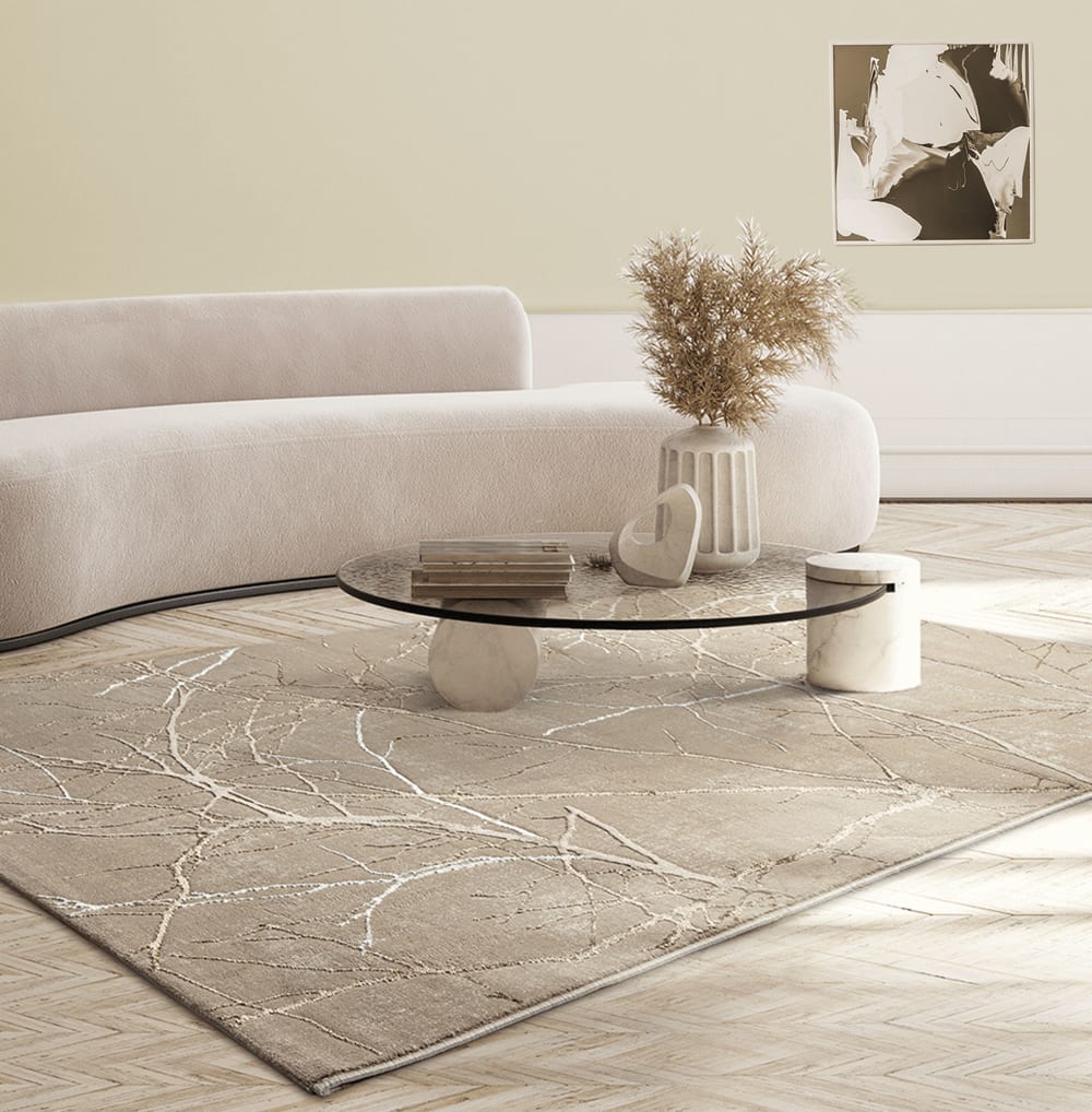 The carpet Moderner Teppich, Glanzfaser, Beige, 140 x 200 cm style exotic Beige Öko-Tex Zertifikat Pes - Polyester