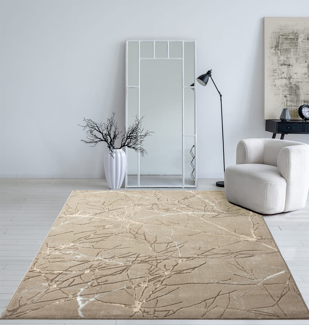 Tapis poils courts nœuds salon moderne, beige, 80 x 300 cm — vue 3