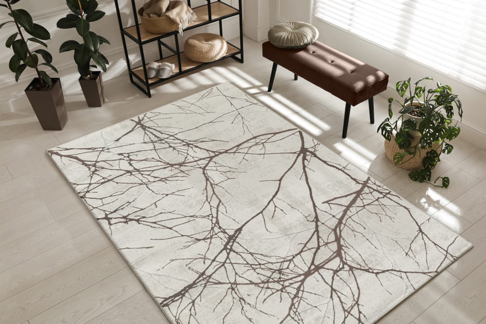 The carpet Moderner Teppich, Glanzfaser, Creme, 120 x 170 cm style exotic Weiß Öko-Tex Zertifikat Pes - Polyester