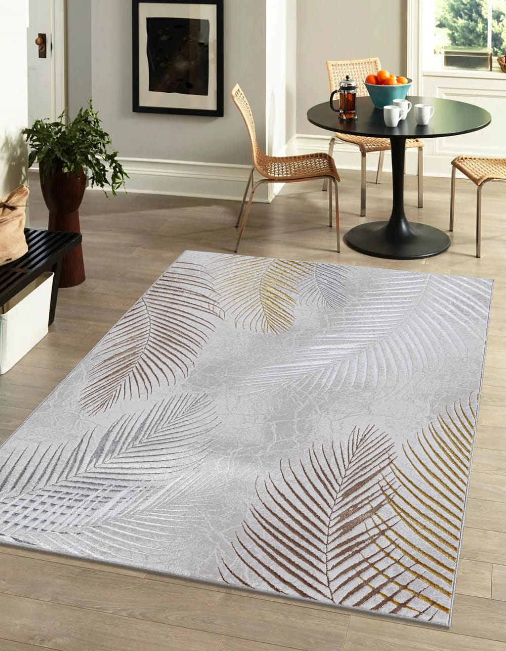 The carpet Moderner Teppich, Glanzfaser, Grau, 240 x 340 cm style modern Grau Öko-Tex Zertifikat Pes - Polyester