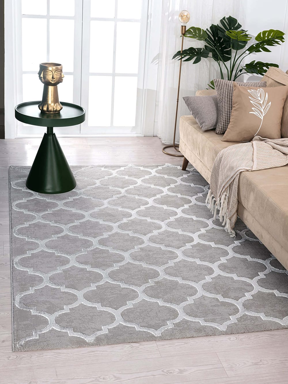 Tapis brillant style salon, gris, 80 x 150 cm — vue 4