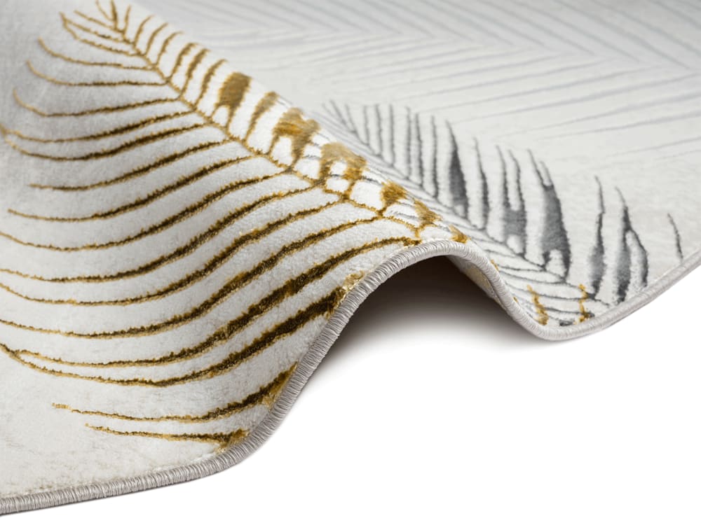 Tapis moderne poils courts palmier, crème, 200 cm rond — vue 4