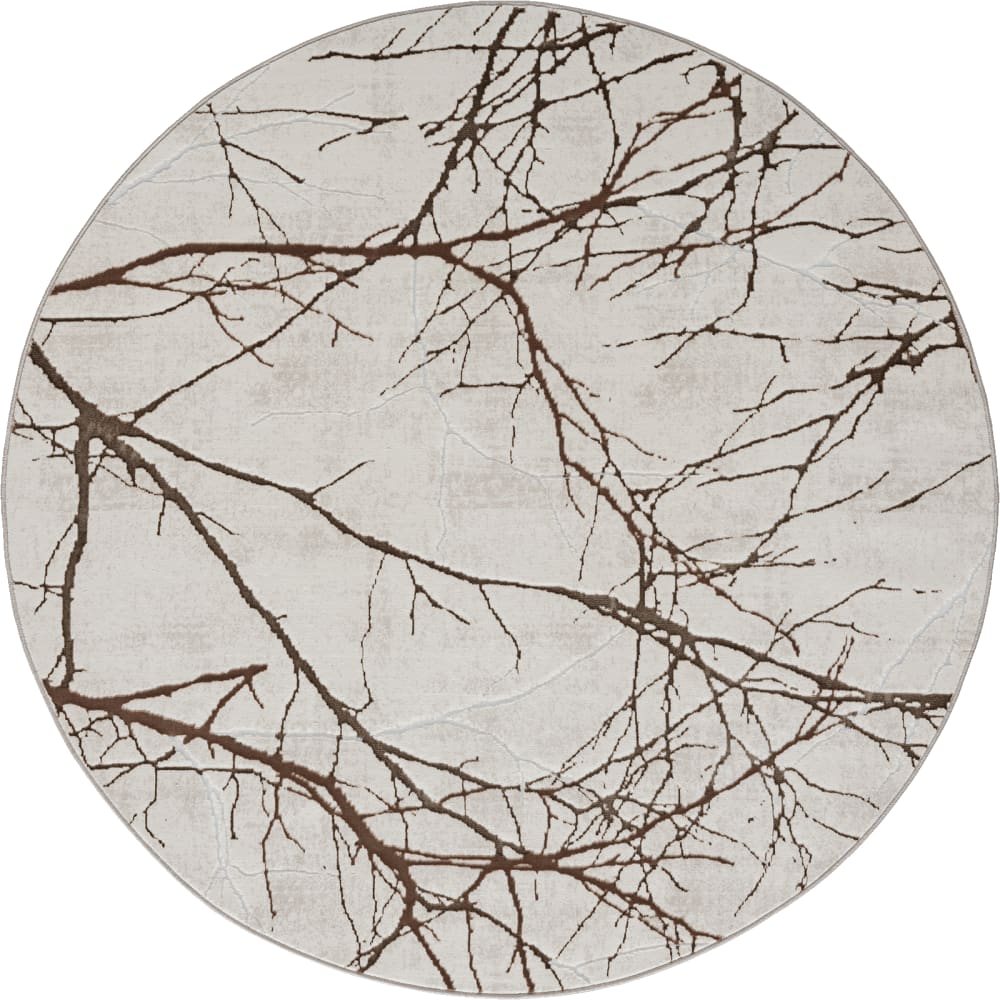 Tapis poils courts nœuds salon moderne, gris, 200 cm rond