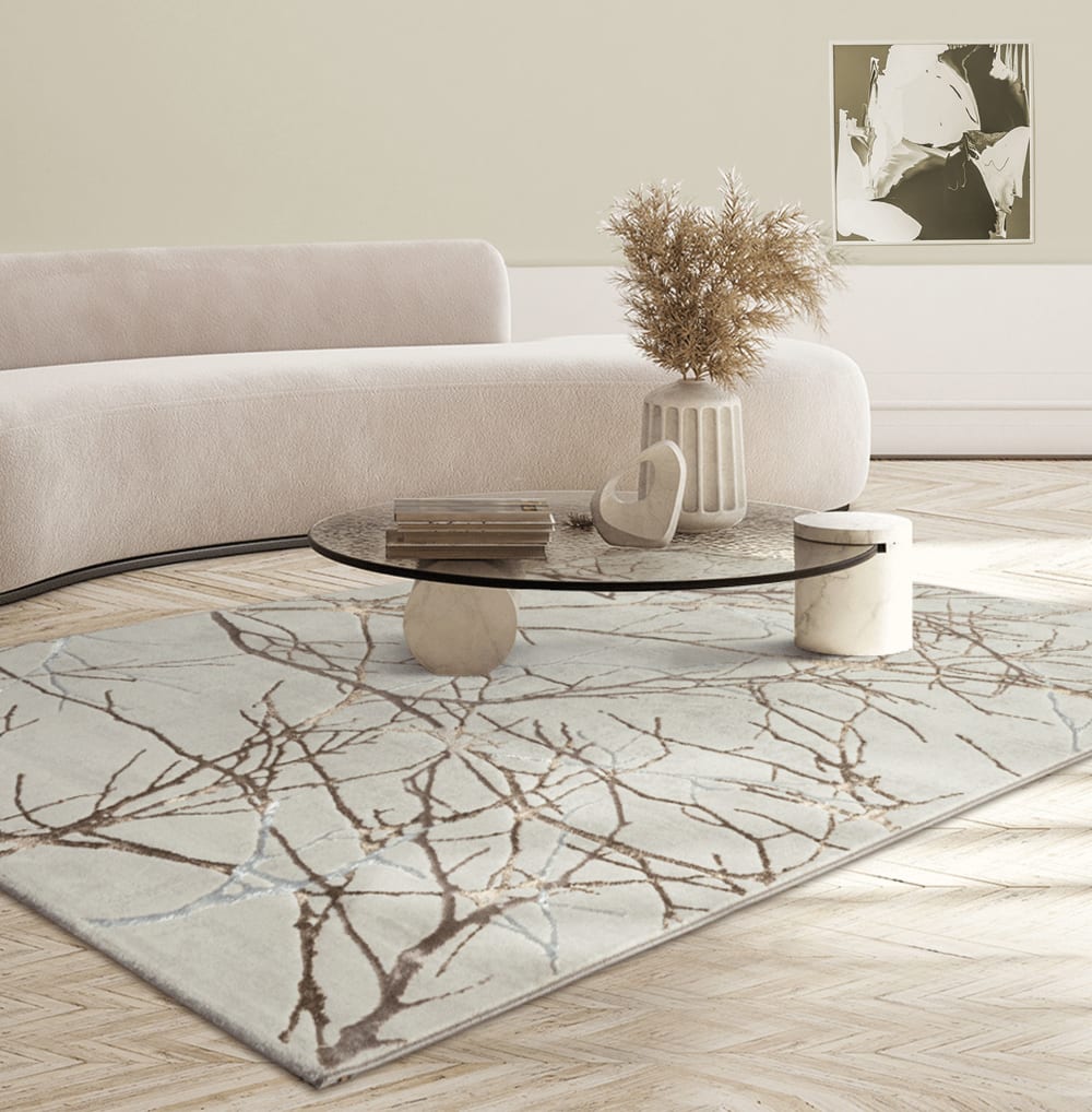 Tapis poils courts nœuds salon moderne, crème, 200 x 290 cm — vue 3
