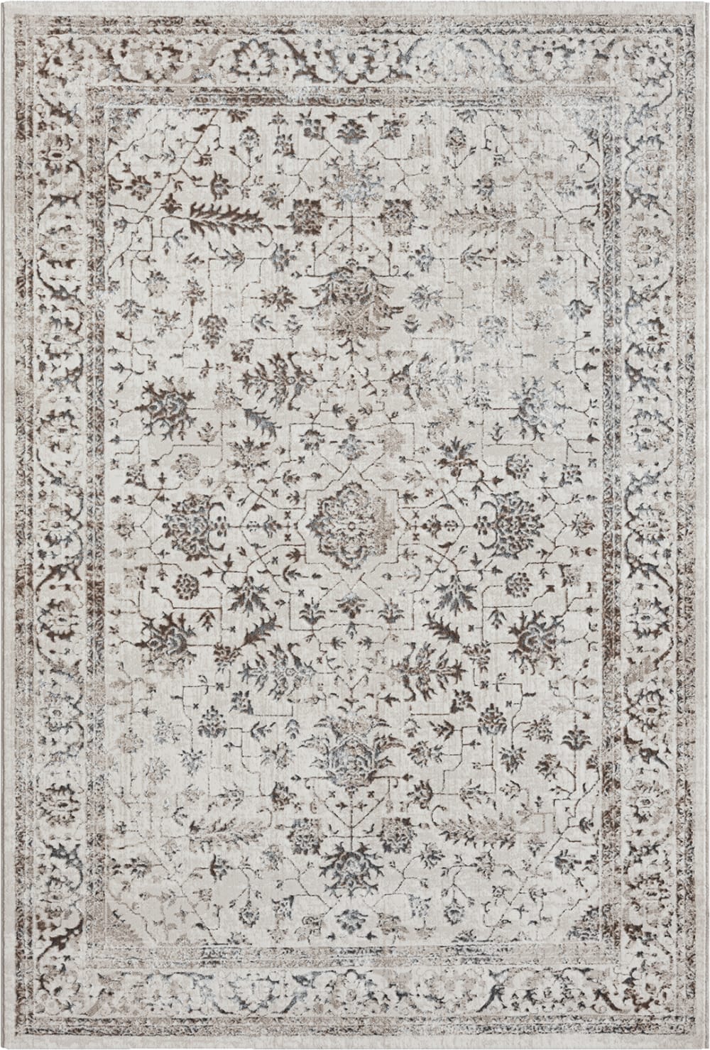Tapis oriental vintage poils courts salon, crème, 240 x 340 cm