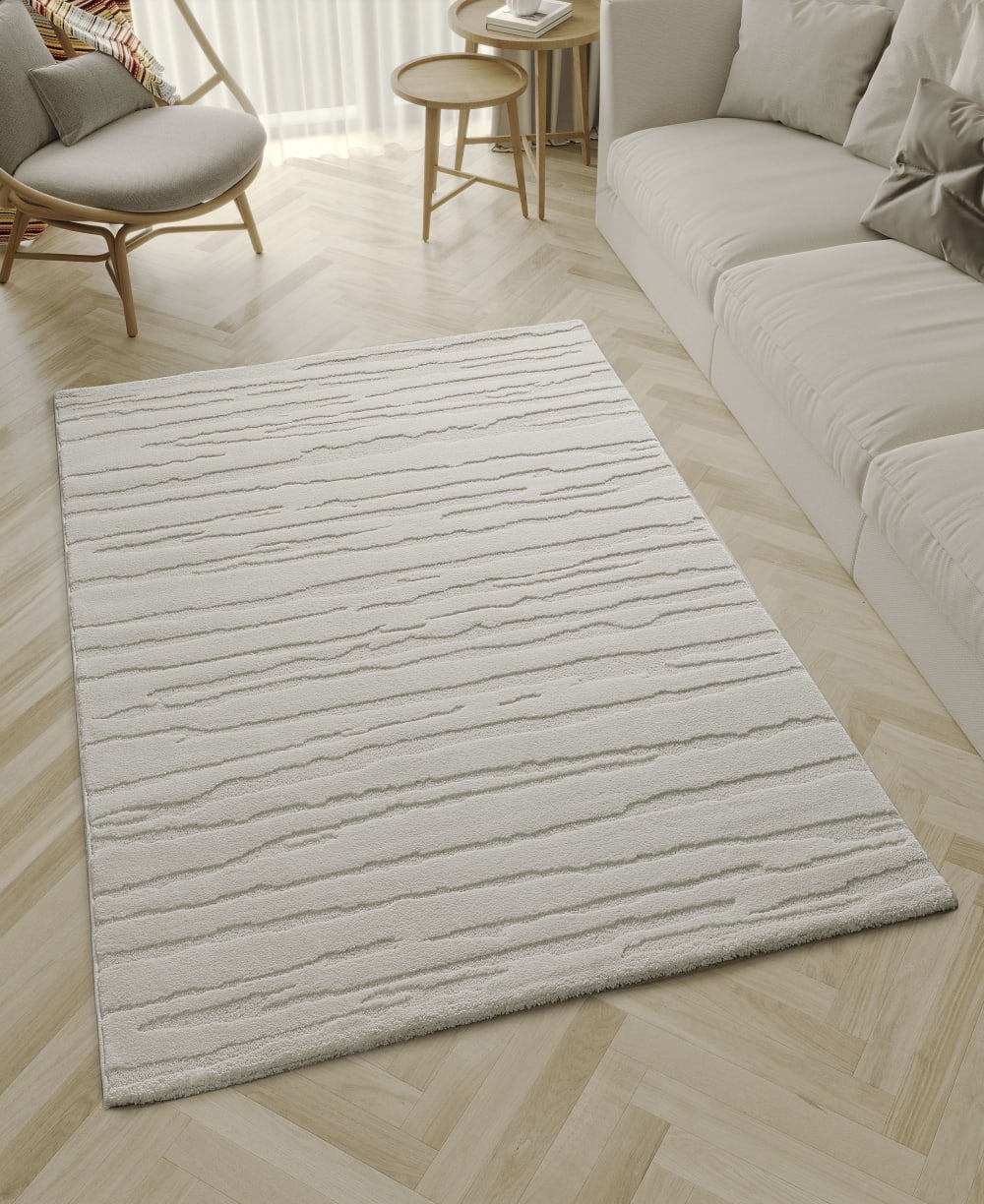 Tapis poils courts style moderne uni, crème, 140 x 200 cm — vue 3
