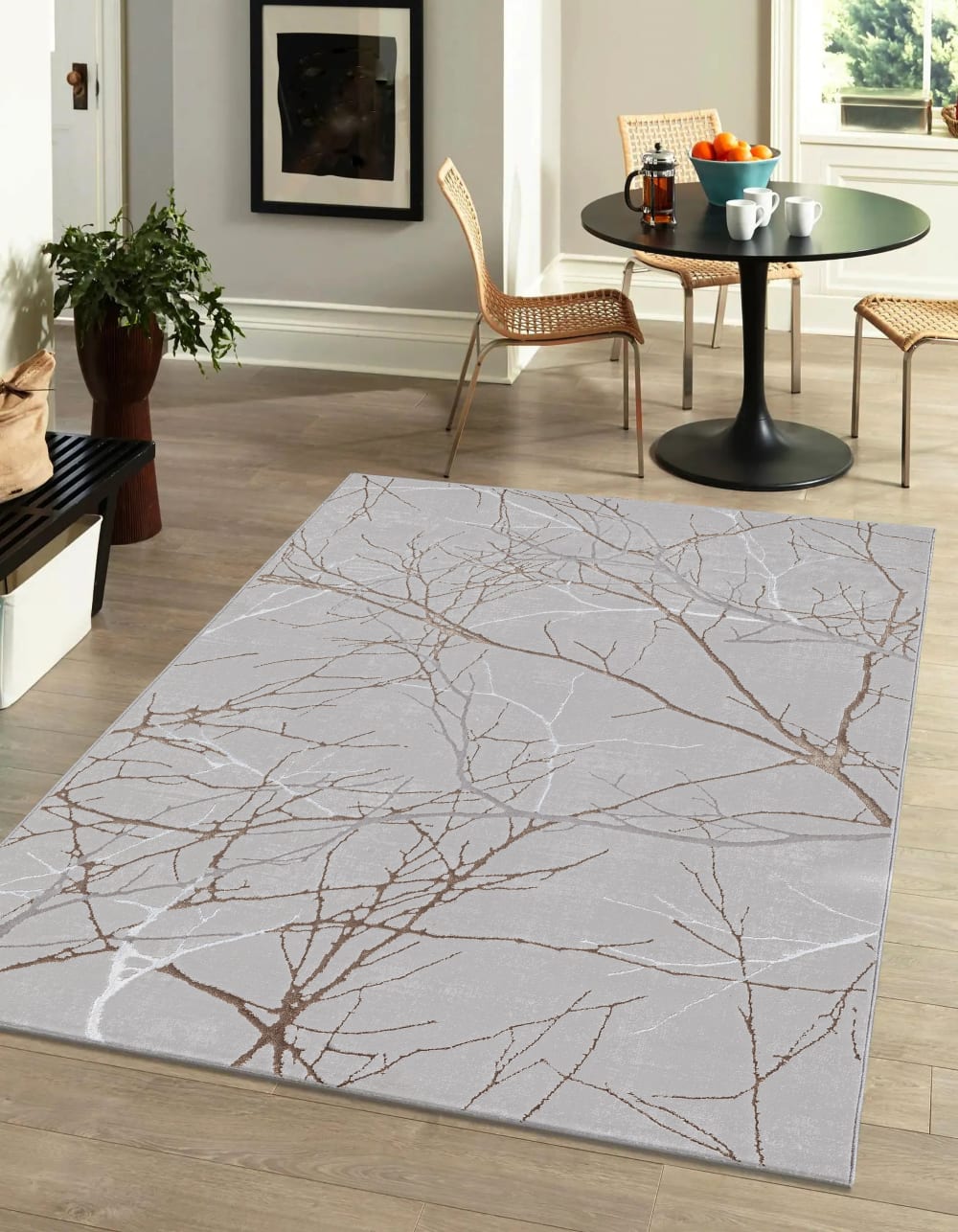 Tapis poils courts nœuds salon moderne, gris, 160 x 230 cm — vue 3