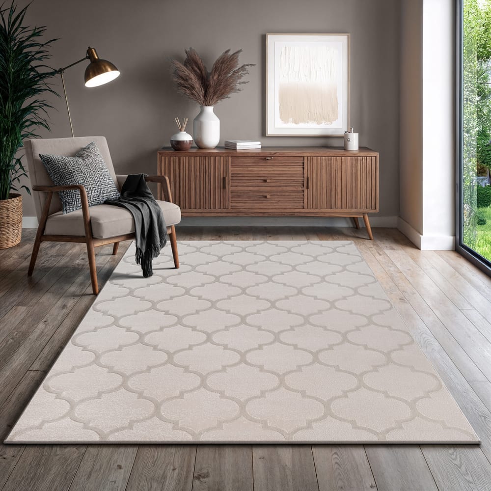 The carpet Moderner Teppich, Soft-Touch Flor, Beige, 240 x 340 cm style modern Beige Öko-Tex Zertifikat Pes - Polyester