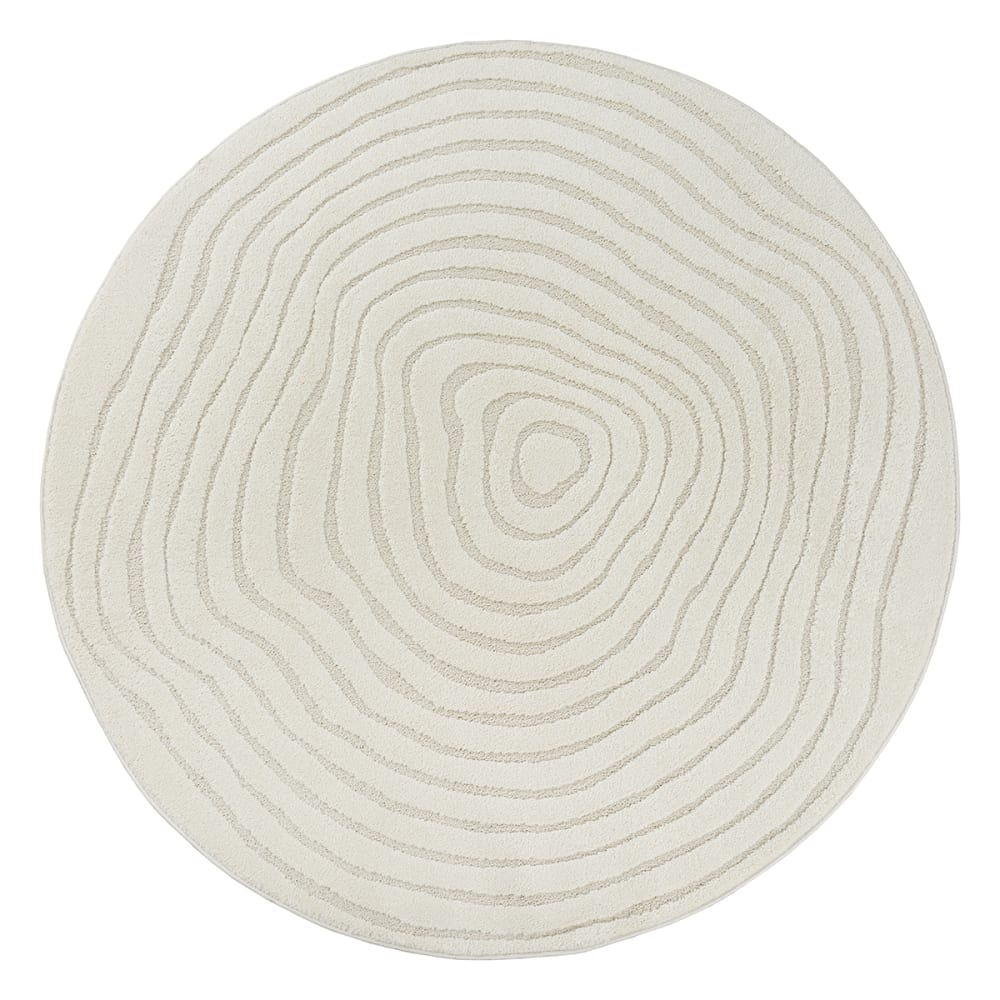 Tapis moderne relief, crème, rond, 200 cm