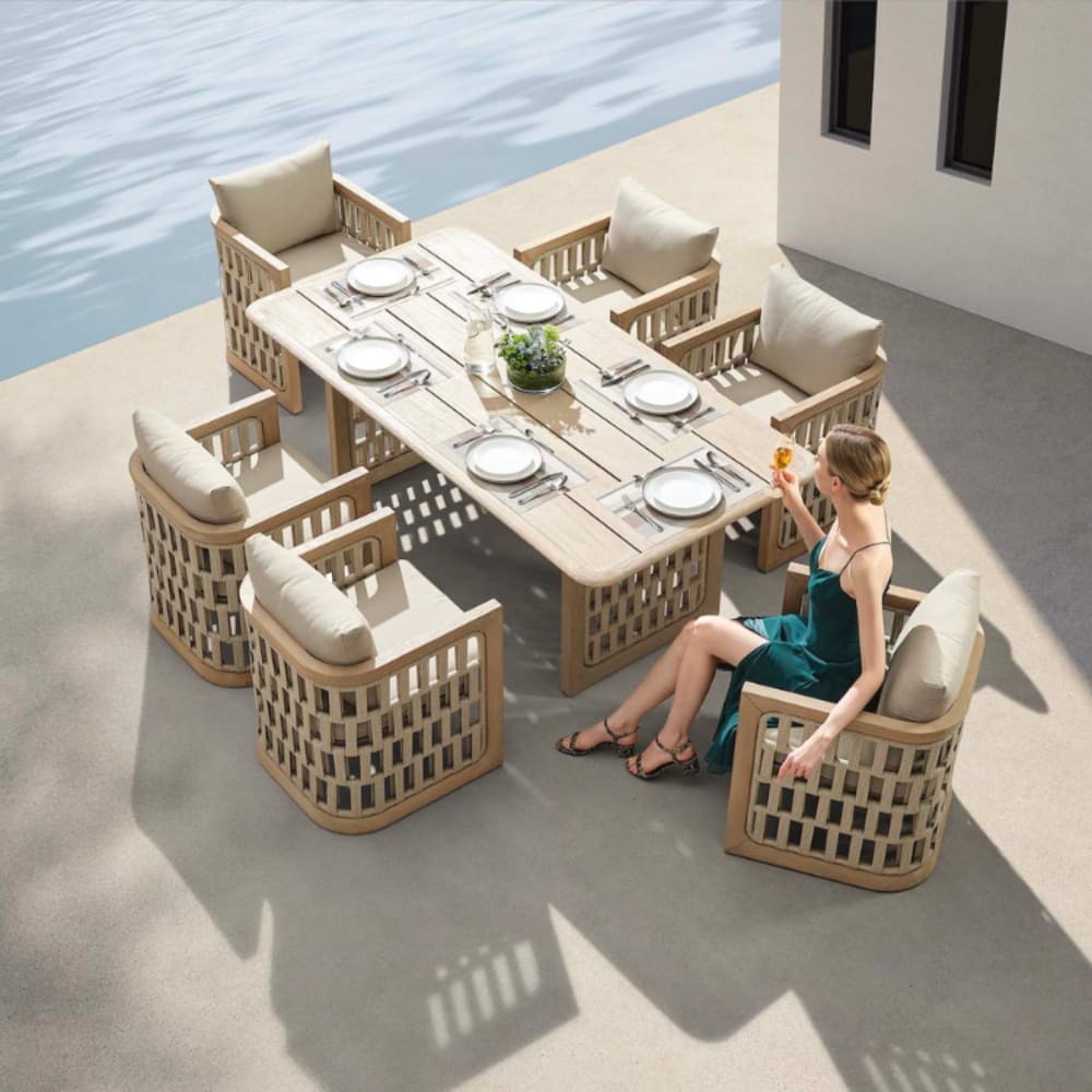 Ensemble repas table et chaises marron L200 x P100 x H75 cm - Maisons du Monde
