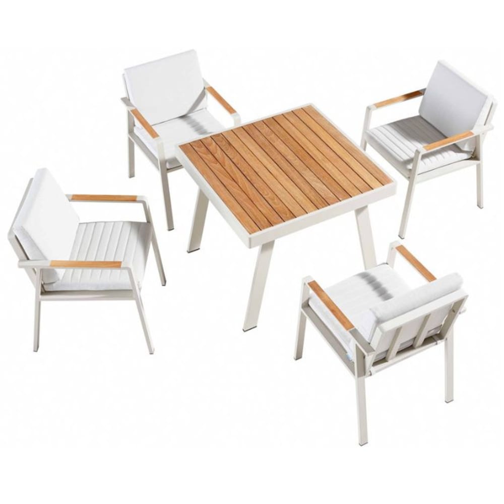 Au jardin de Chloé Ensemble repas beige L90 x P90 x H75 cm - Aluminium
