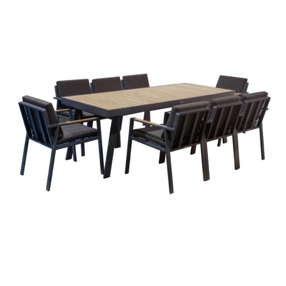 Au jardin de Chloé Ensemble repas noir L220 x P90 x H75 cm - Aluminium